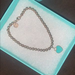 Tiffany Blue Heart Tag Bead Bracelet